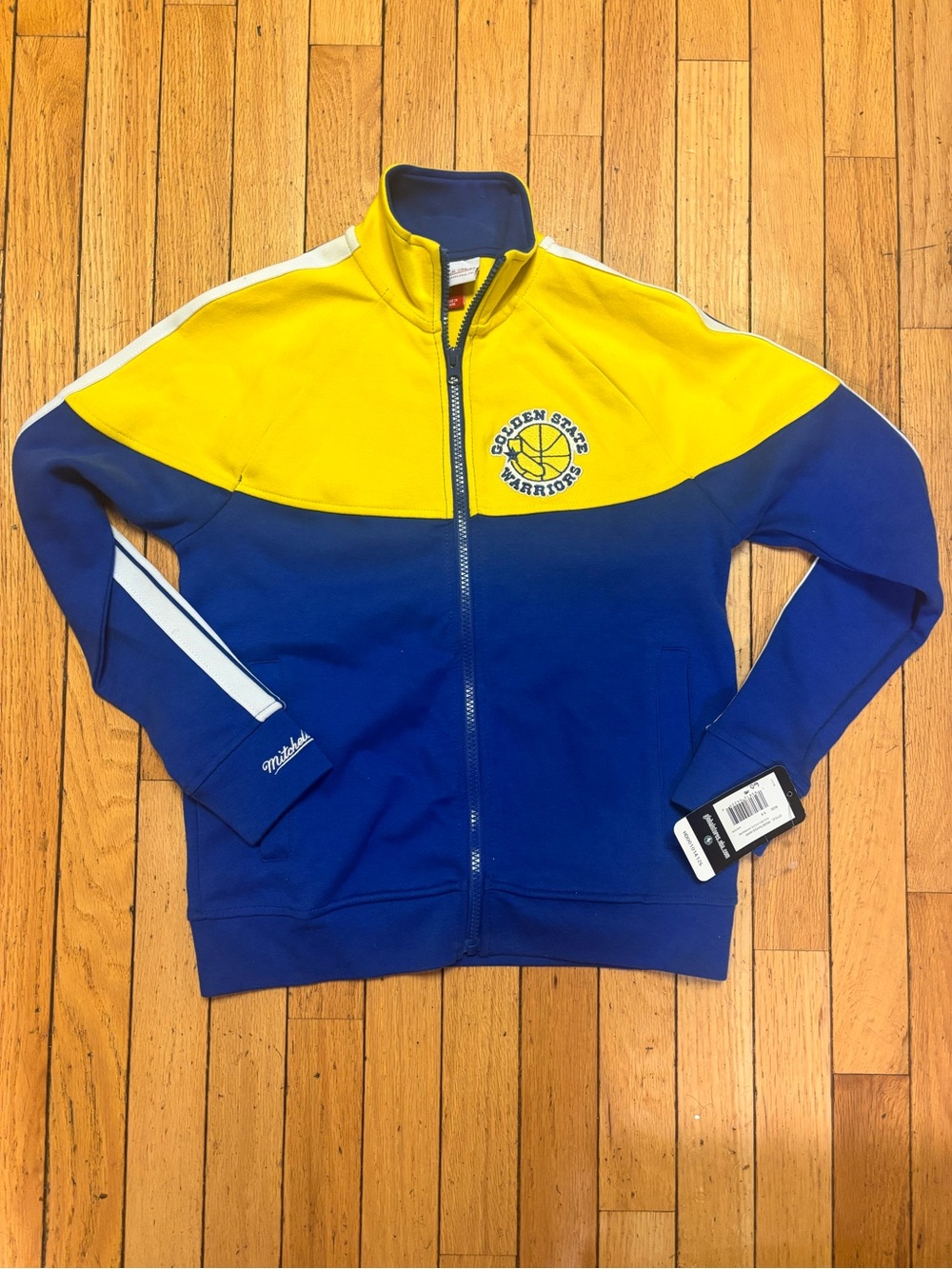 Mitchell & Ness Blue and Yellow Warriors Track Jacket